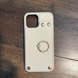 Elegant Cream Phone Case with Ring Holder (iPhone 14 pro max)
